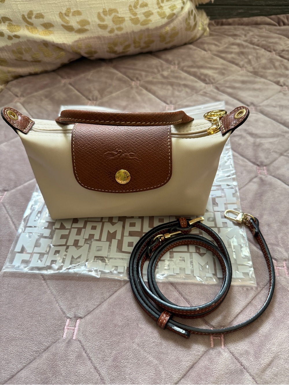 LE PLIAGE ORIGINAL POUCH WITH HANDLE (converted to crossbody)
